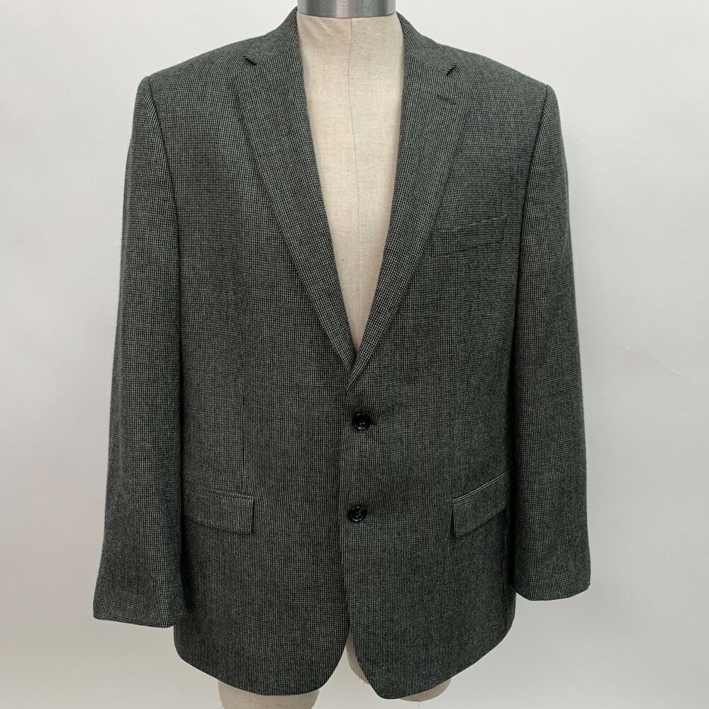 Ralph Lauren Men's Blazer Jacket 44 Regular Black Gray White 100% Wool